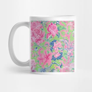 Soft pink and green traditional French toile de jouy Mug